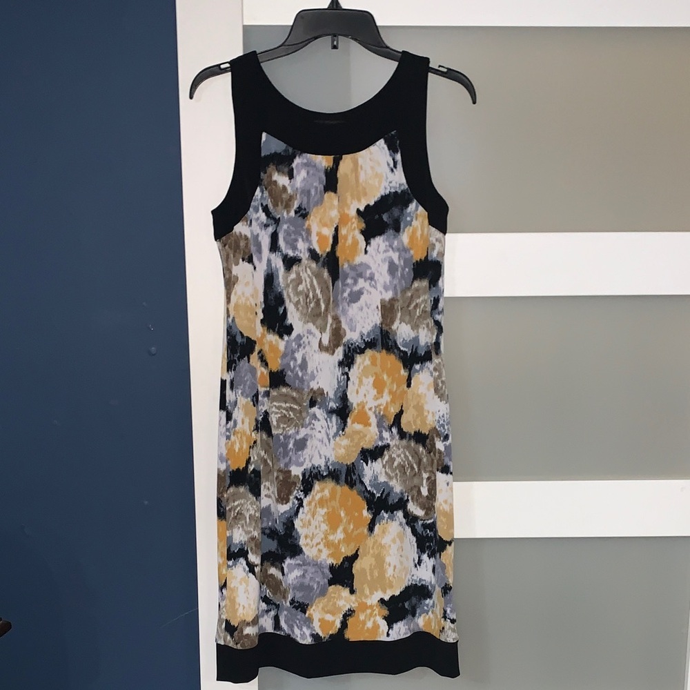 AB Studio Black and Yellow Patterned Mini Dress